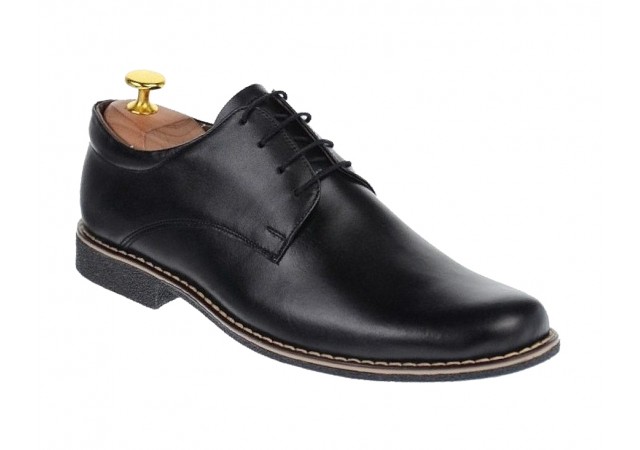 Pantofi barbati, model casual-elegant, din piele naturala, negru - PANBOX
